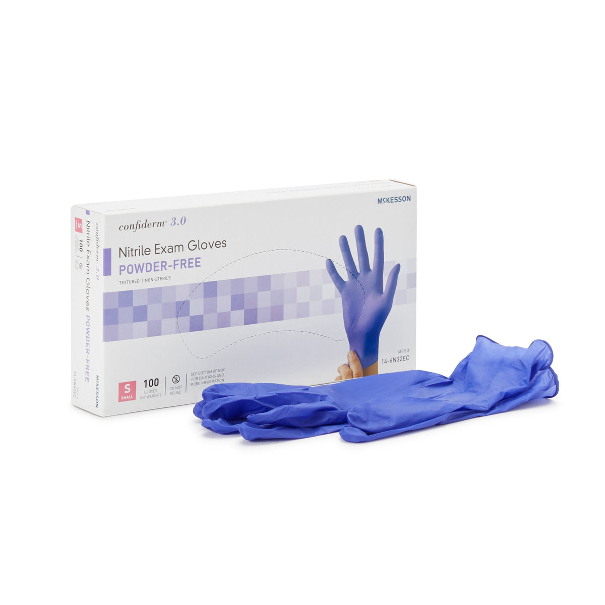 McKesson Confiderm® 3.0 Nitrile Exam Glove, Small, Blue, BX/100