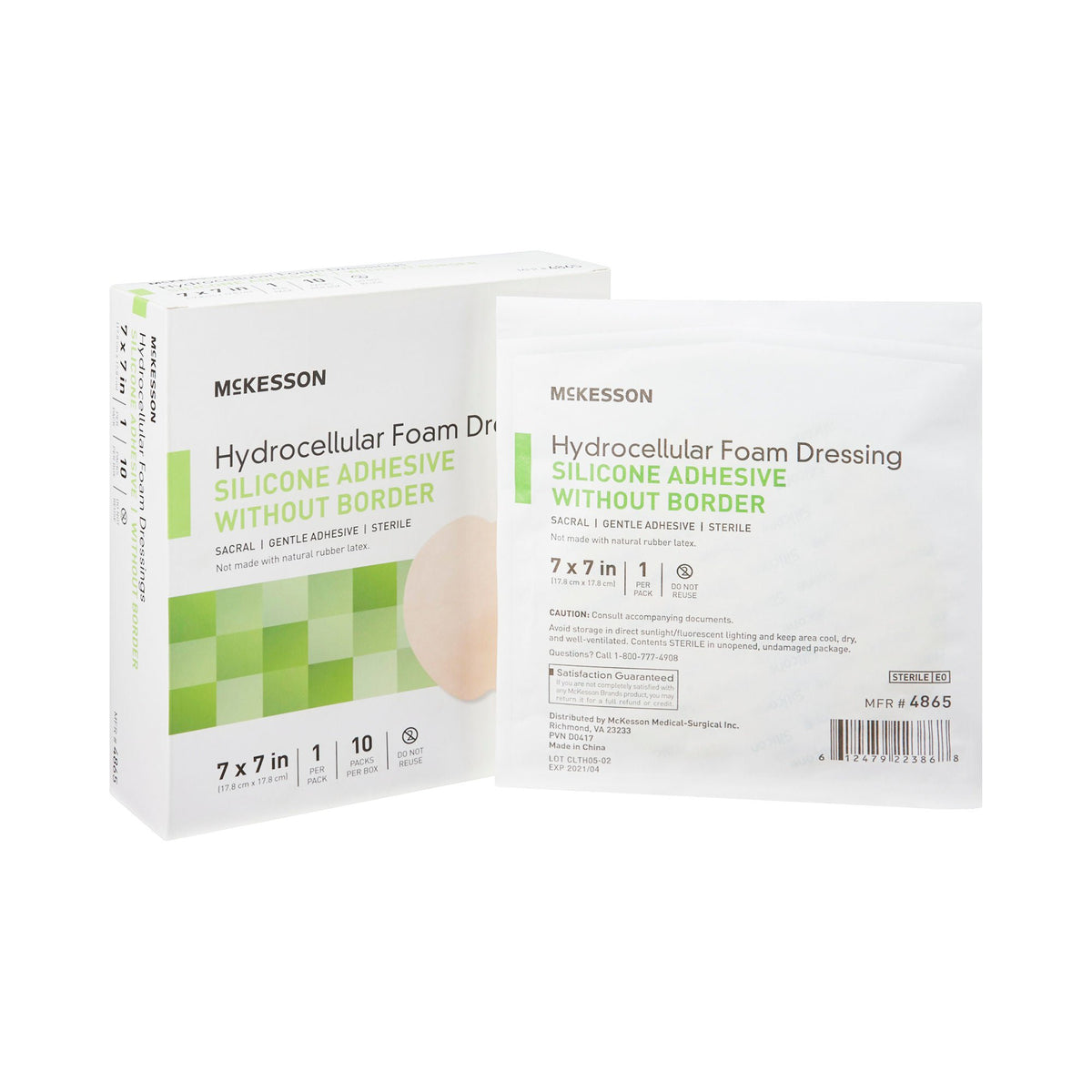 McKesson Hydrocellular Foam Dressing, Silicone Adhesive, w/o Border, 7 x 7 Inch, EA/1