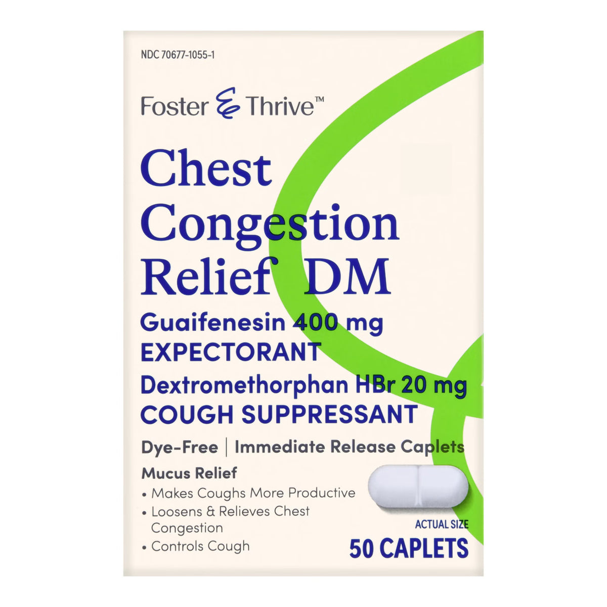 Thrive & Foster™ Chest Congestion Relief DM Guaifenesin Dextromethorphan Caplets, BX/50