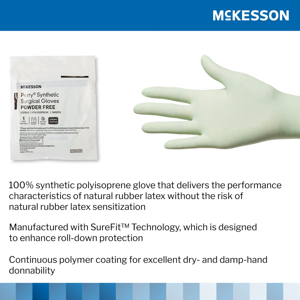 McKesson Perry® Performance Plus Polyisoprene Surgical Glove, Size 7, Green