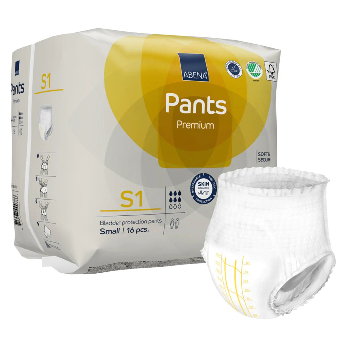 Abena® Premium Pants S2 Incontinence Brief, Small, PK/16