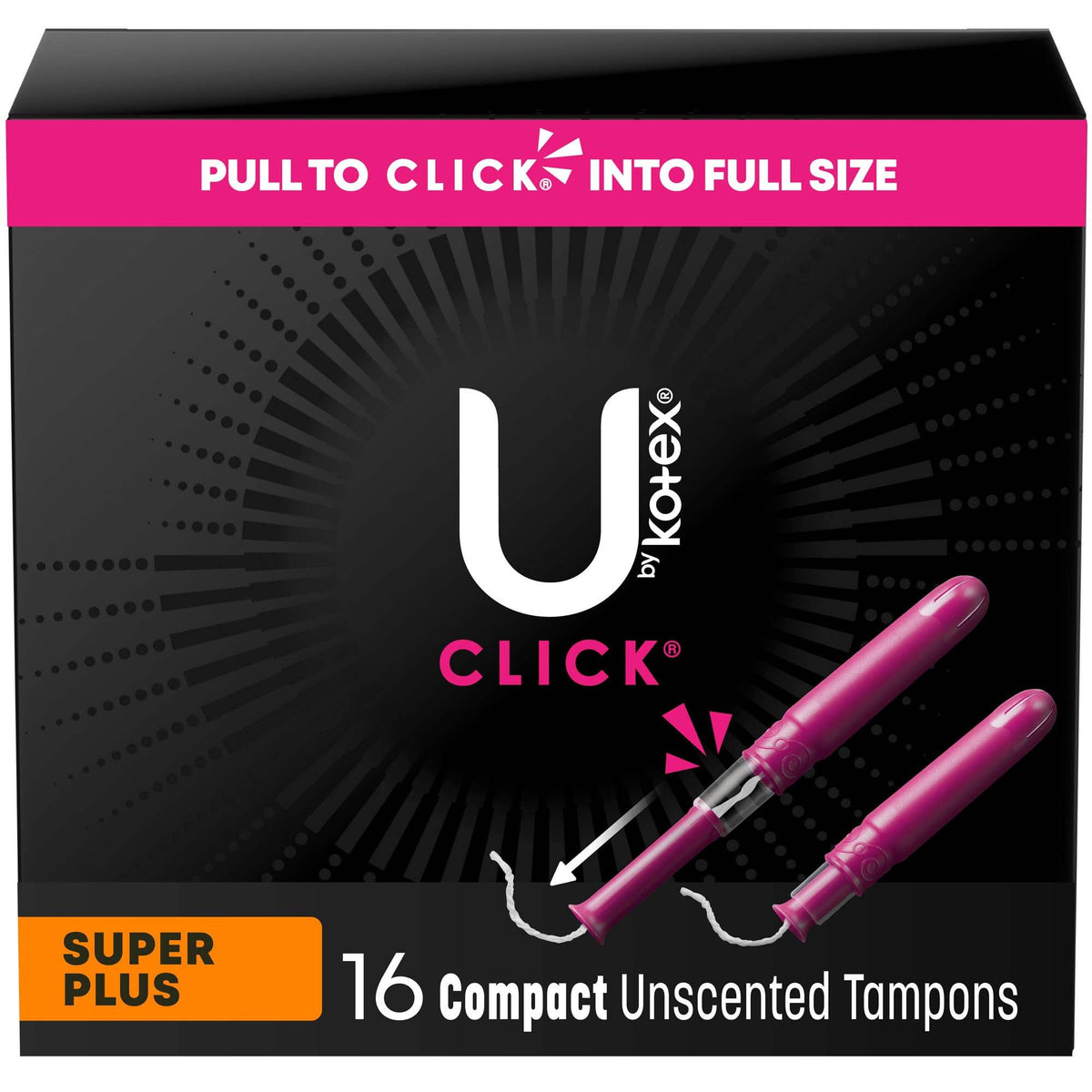 U By Kotex® Click® Compact Tampons Super Plus Unscented, CS/128