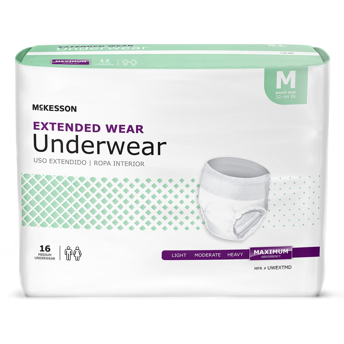 McKesson Extended Wear Maximum Absorbency Underwear, Medium, CS/64