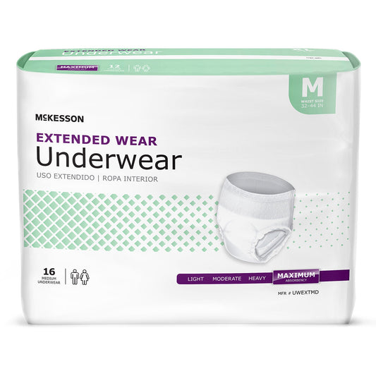 McKesson Extended Wear Maximum Absorbency Underwear, Medium, CS/64
