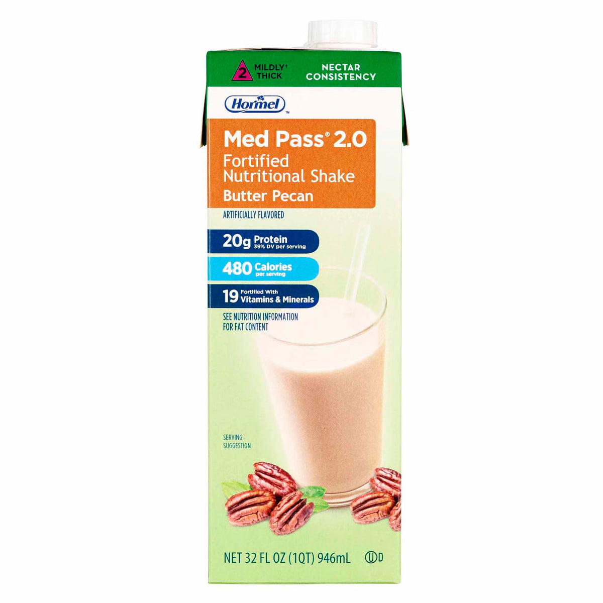 Med Pass® 2.0 Butter Pecan Fortified Nutritional Shake, 32 oz. Carton, EA/1