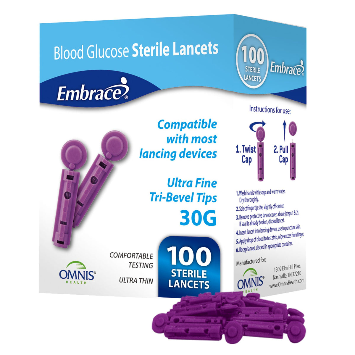 Embrace® Safety Lancets, 30 Gauge, CS/5000