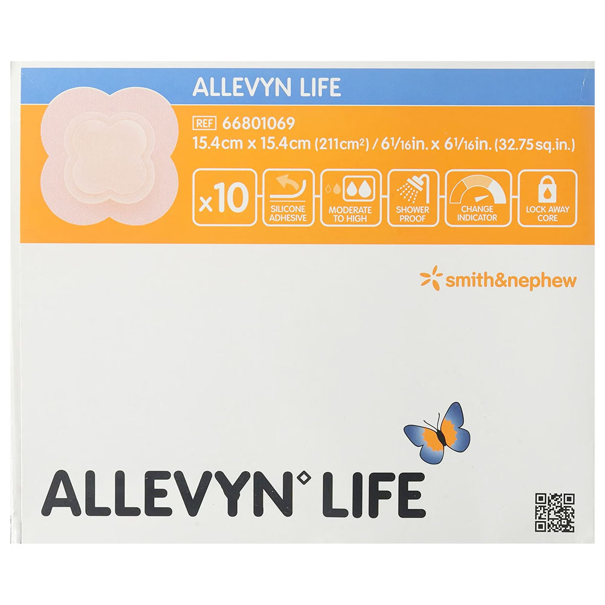 Allevyn Life Silicone Foam Dressing, 6 x 6 Inch Quadrilobe, EA/1