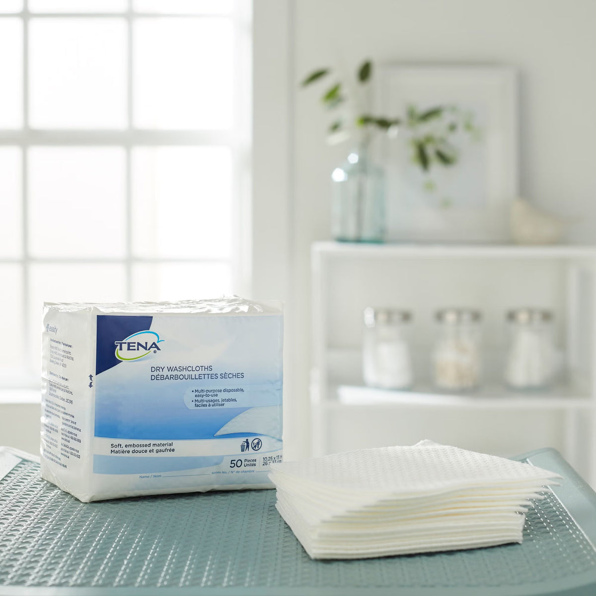 Tena® Dry Disposable Washcloths, 10.25 x 13 Inch