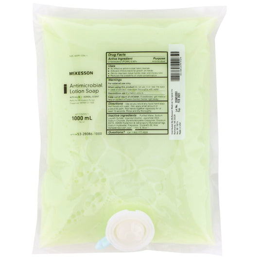 McKesson Antimicrobial Lotion Soap, Herbal Scent, With Aloe, 1,000 mL Refill Bag