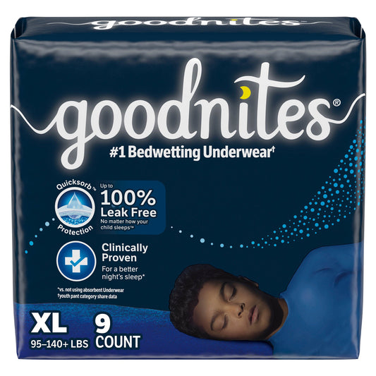 GoodNites® Bedwetting Underwear, Extra Large for Boys weighing 95 – 140 lbs., PK/9