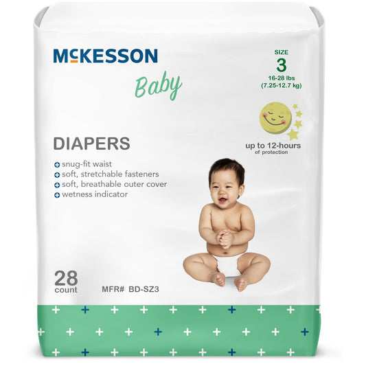 McKesson Baby Diapers, Size 3 for Babies weighing 16 – 28 lbs., CS/4