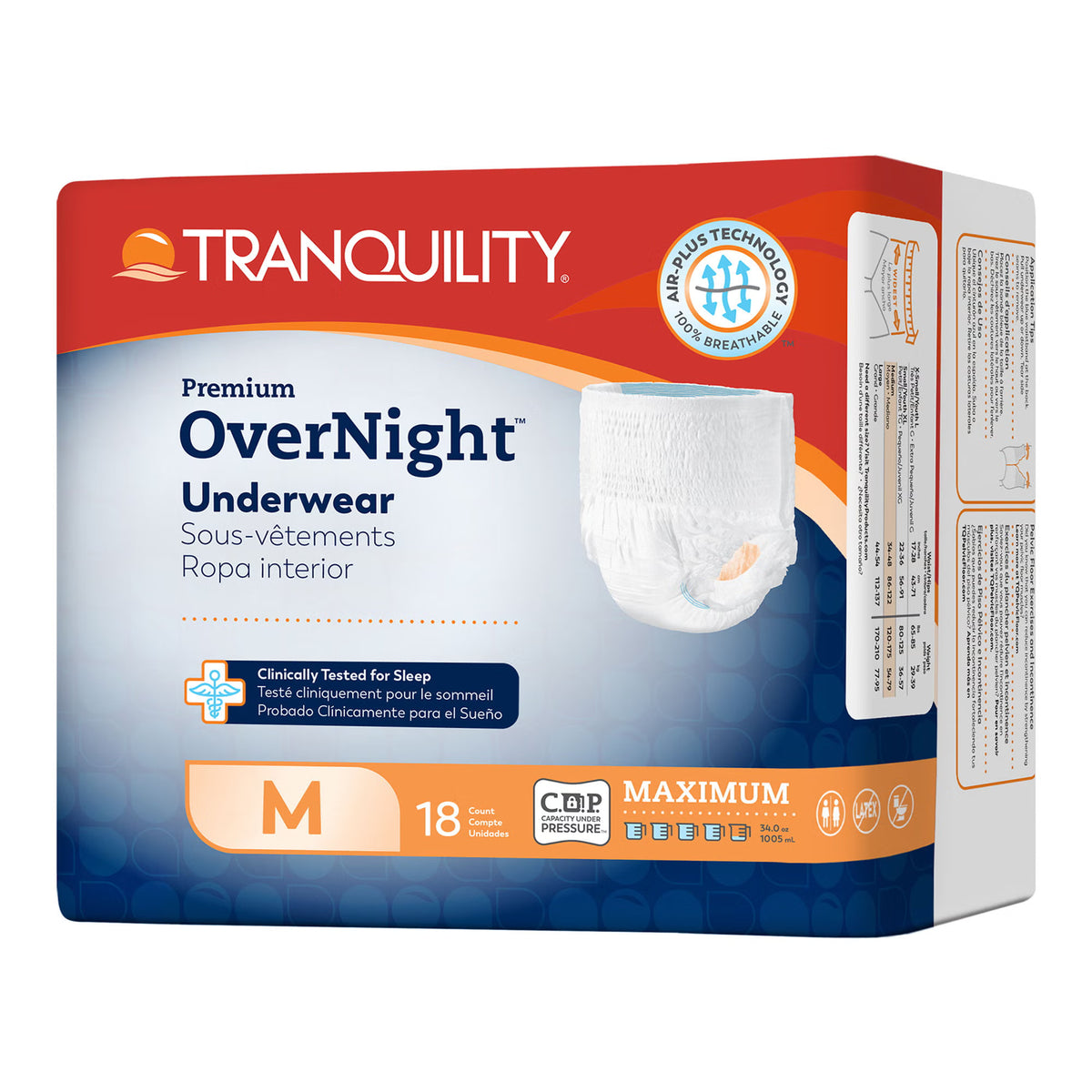 Tranquility Premium OverNight Disposable Absorbent Underwear, Medium, BG/18