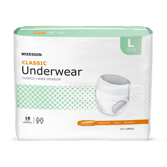 McKesson Classic Light Absorbency Incontinence Underwear, Large, CS/4