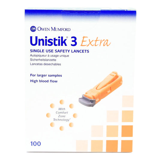 Unistik® 3 Extra Safety Lancet, 21 Gauge, 2-millimeter Depth, BX/100