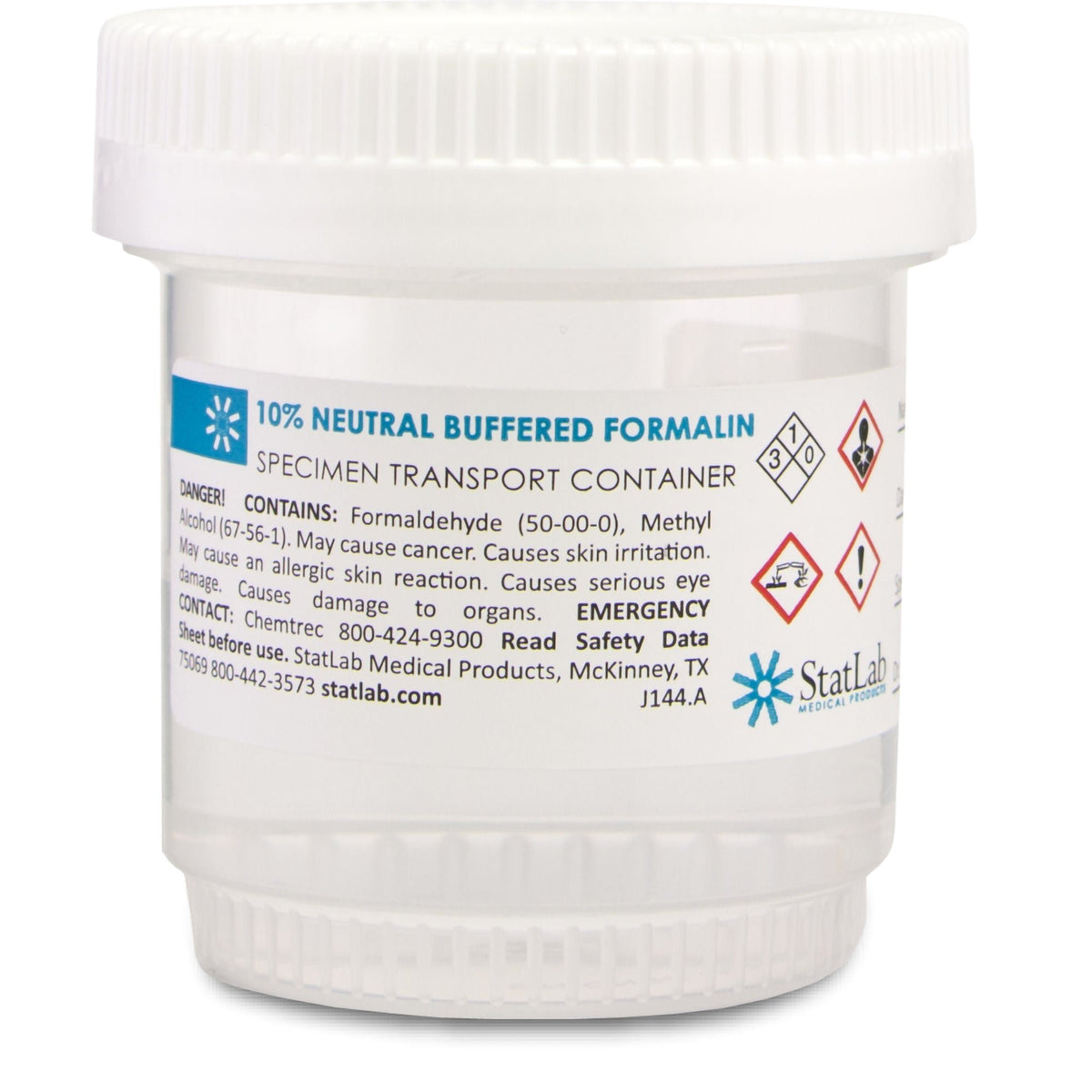 StatClick™ Prefilled Formalin Container, 30 mL Fill in 60 mL, CS/96