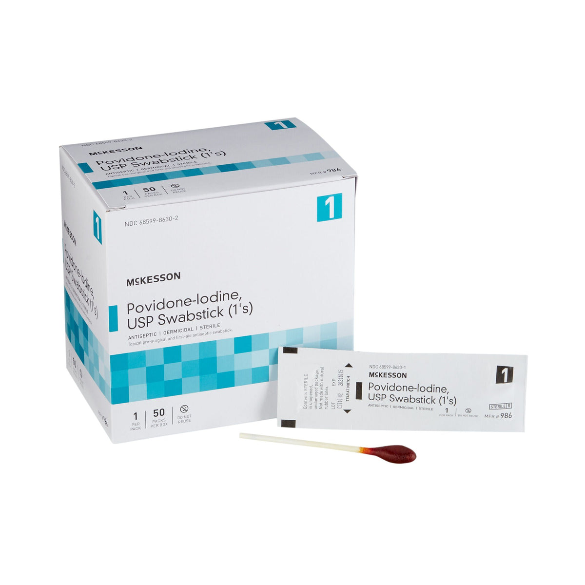 McKesson Impregnated Swabstick, 10% Strength, Povidone Iodine, Individual Packet, CS/500