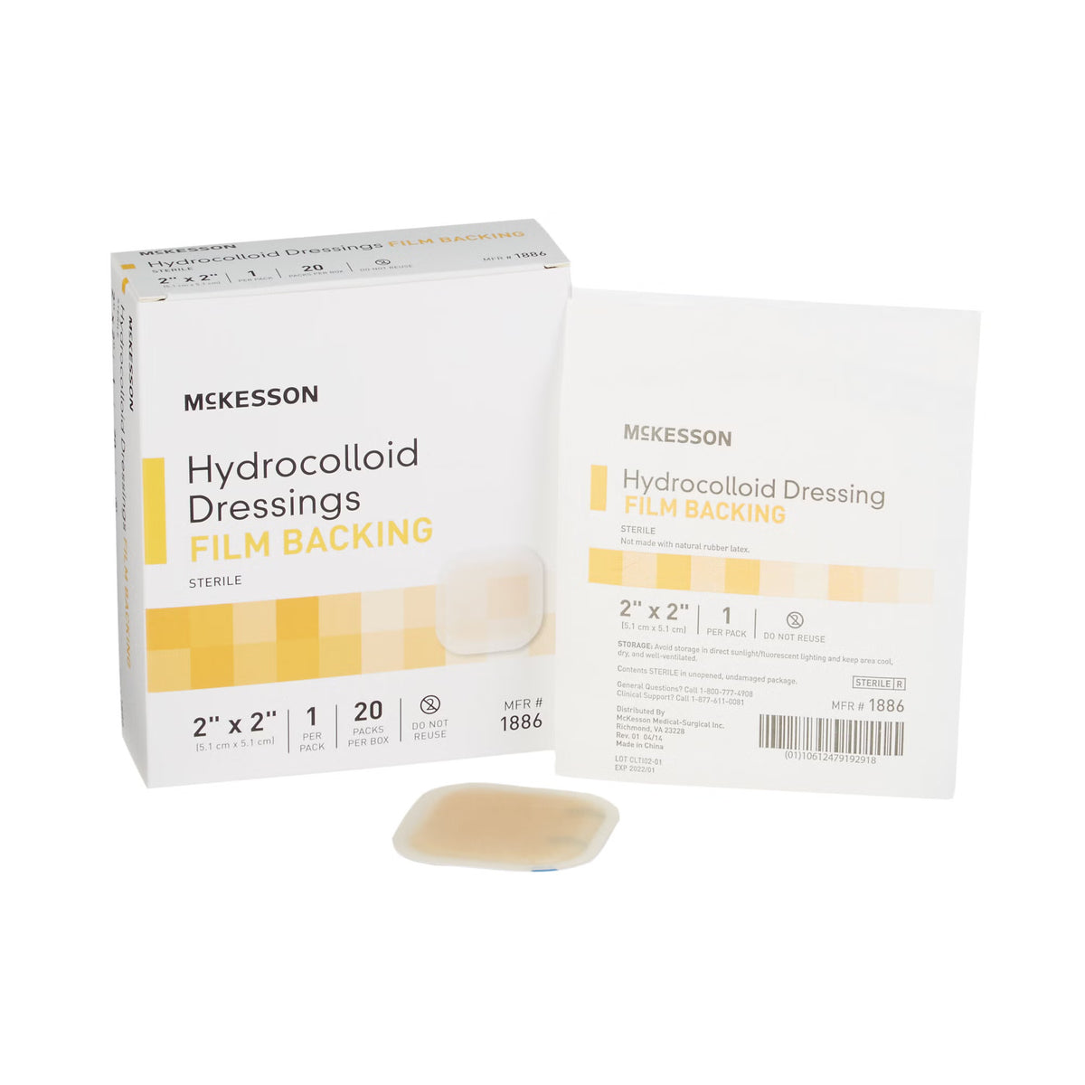 McKesson Hydrocolloid Dressing, 2 x 2 Inch, BX/20