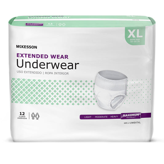 McKesson Extended Wear Maximum Absorbency Underwear, Extra Large, CS/48