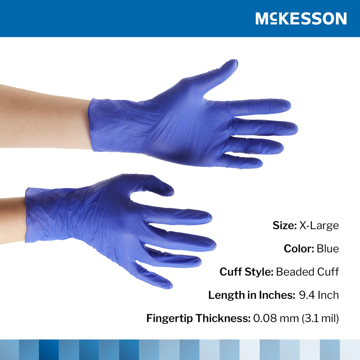 McKesson Confiderm® 3.0 Nitrile Exam Glove, Extra Large, Blue