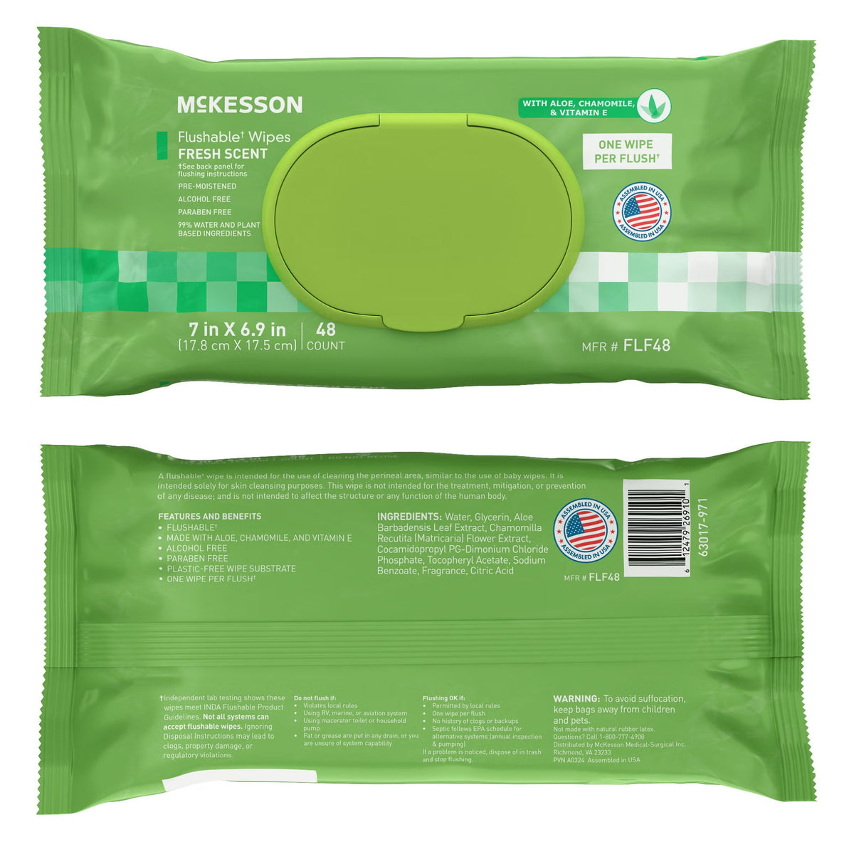 McKesson Flushable* Wet Wipes - Scented, 48 Wet Wipes per Pack