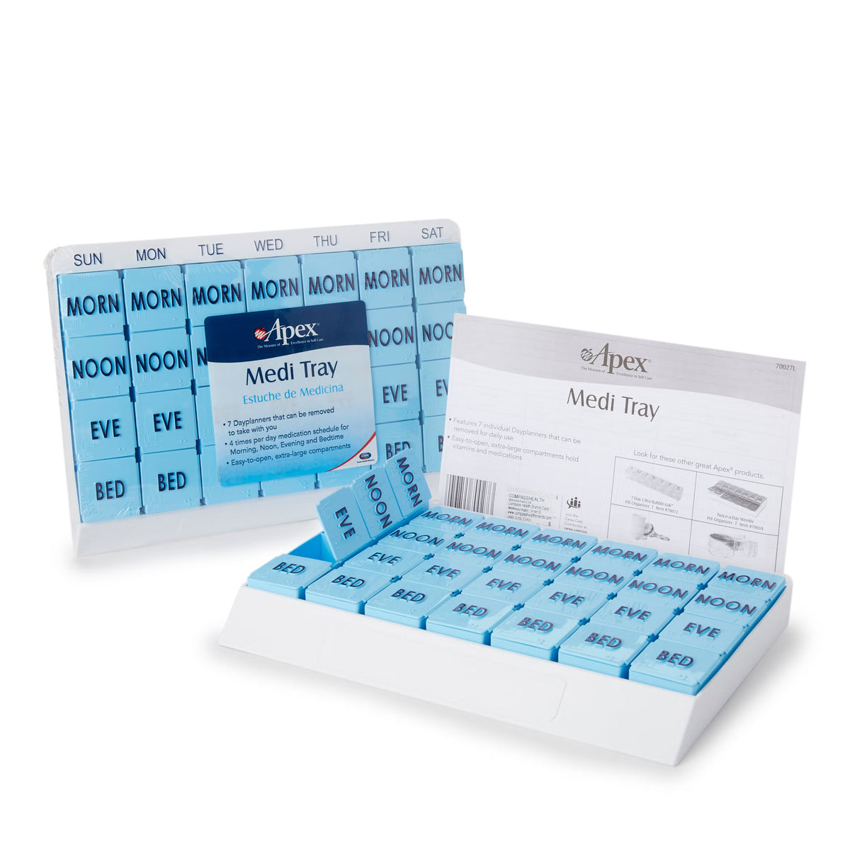 Apex Medi Tray Pill Organizer, Days of the Week / Morn, Noon, Eve, Bed, EA/1