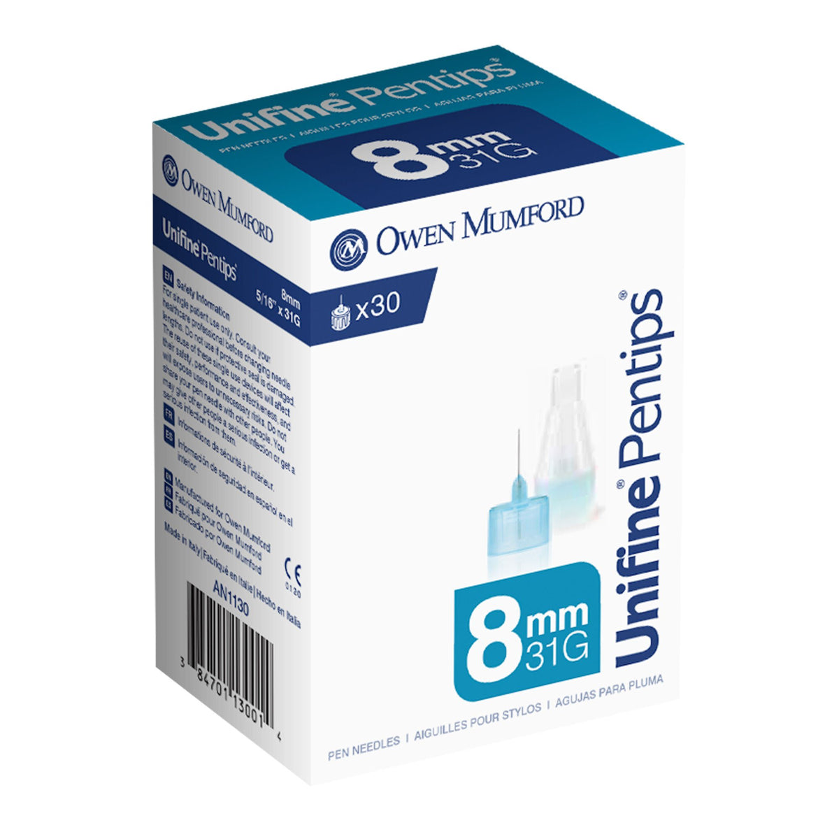 Unifine® Pentips® Standard Insulin Pen Needle, 31 Gauge, 8 mm Length, BX/30