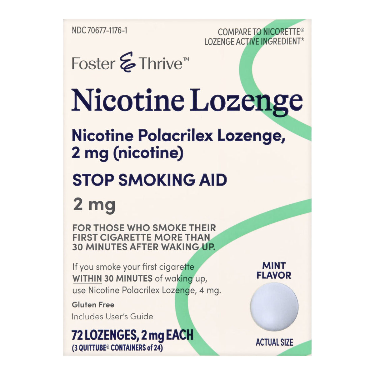 Foster & Thrive™ Nicotine Polacrilex Lozenges 2 mg (Nicotine) Mint, PK/72