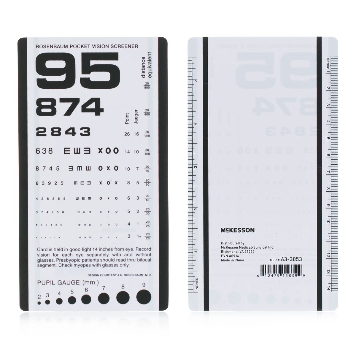 McKesson Eye Test Chart, 3-1/2 x 6-1/2 Inch, EA/1