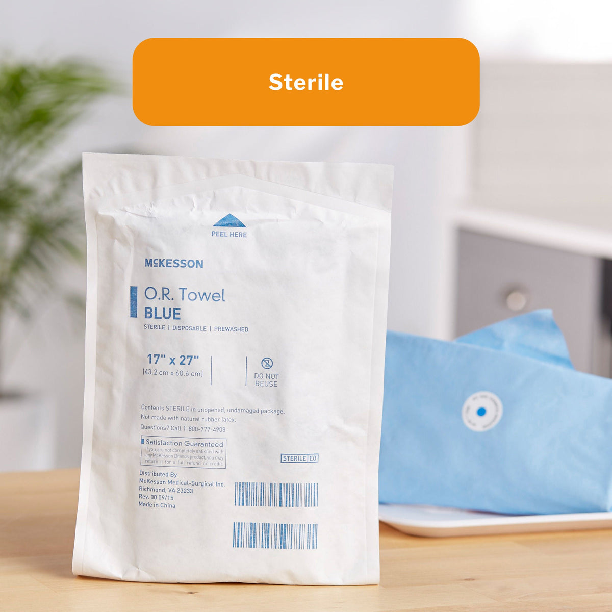 McKesson Sterile Blue O.R. Towel, 17 x 27 Inch