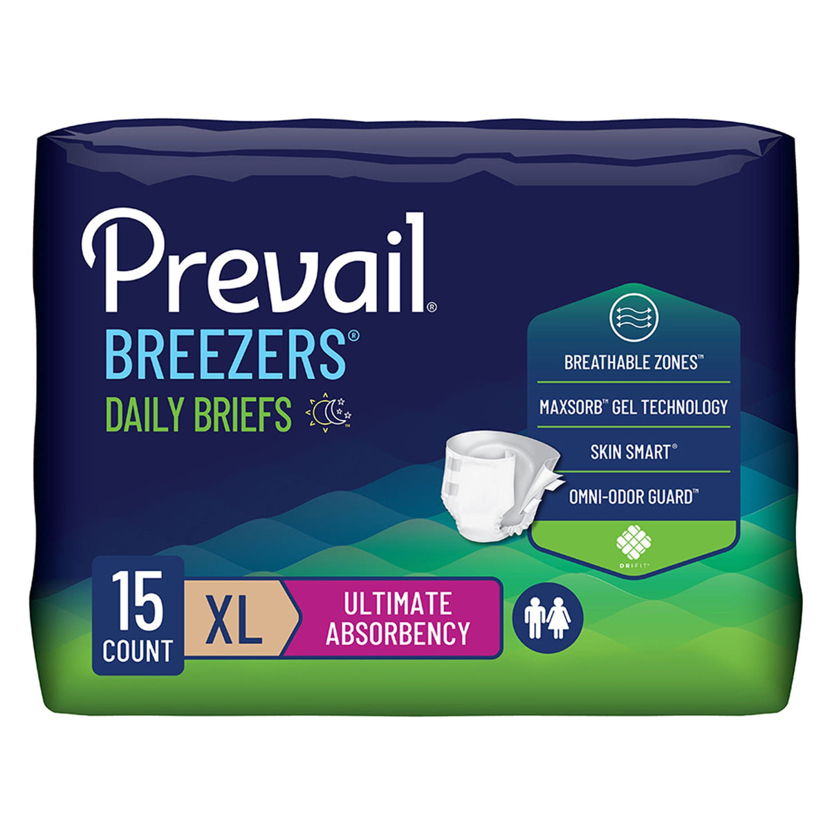 Prevail® Breezers® Ultimate Absorbency Incontinence Briefs, Extra Large, CS/4