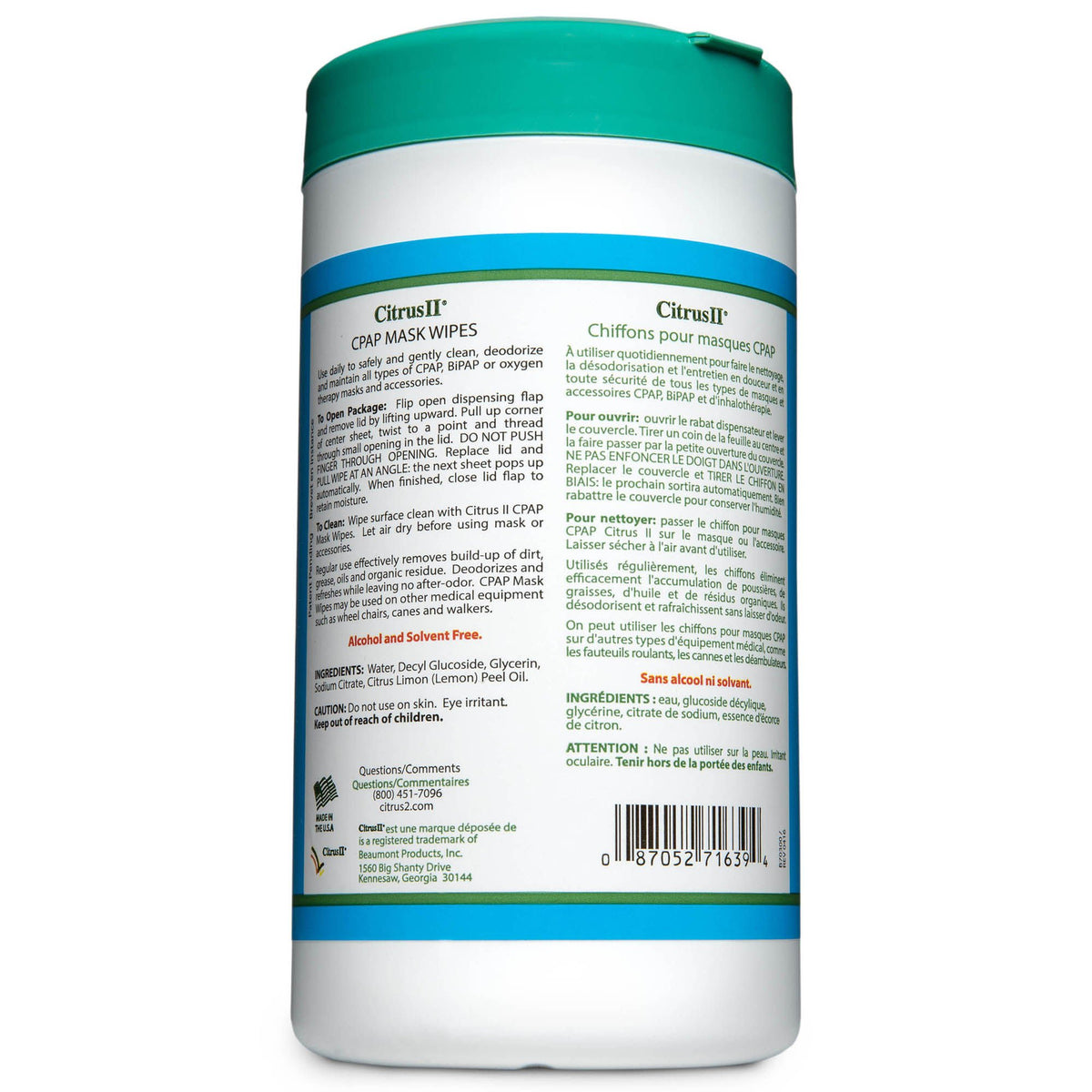 Citrus ll CPAP Mask Cleaner Wipe, 5 x 8 Inch