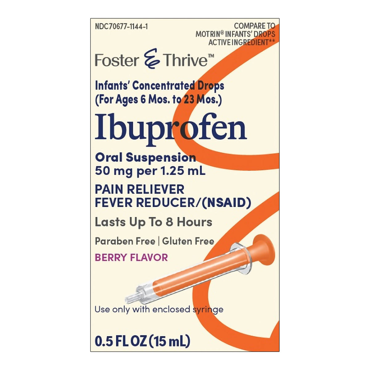Foster & Thrive™ Ibuprofen 50 mg Per 1.25 mL Infants' Concentrated Drops Berry, EA/1