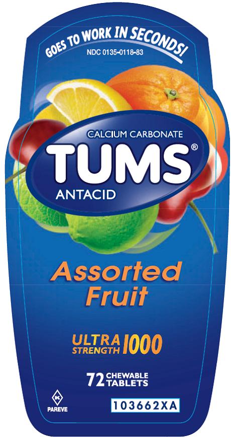 Tums® Ultra Strength 1000 Antacid Chewable Tablets Assorted Fruit, EA/1
