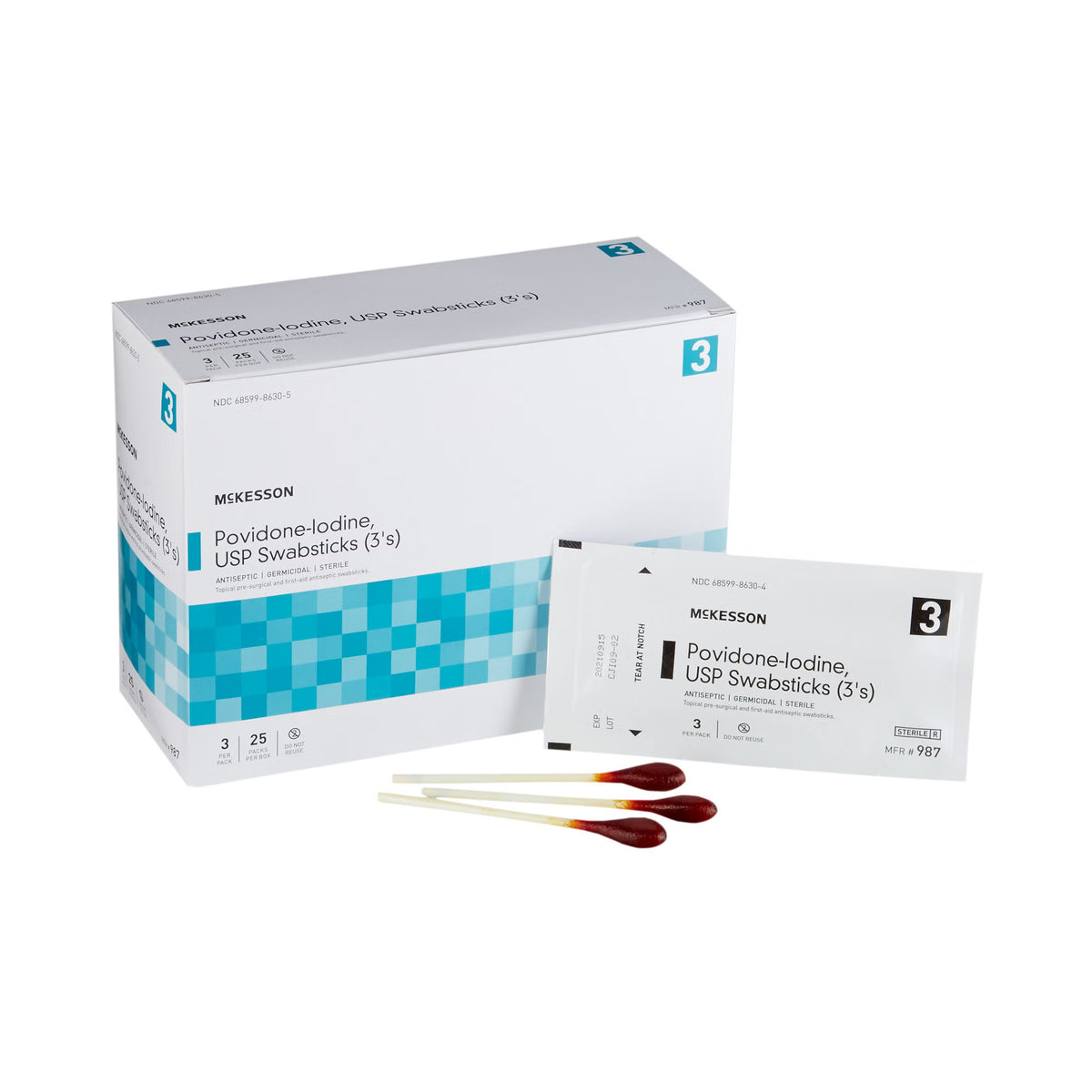 McKesson Impregnated Swabstick 3 Pack 10% Strength, BX/25