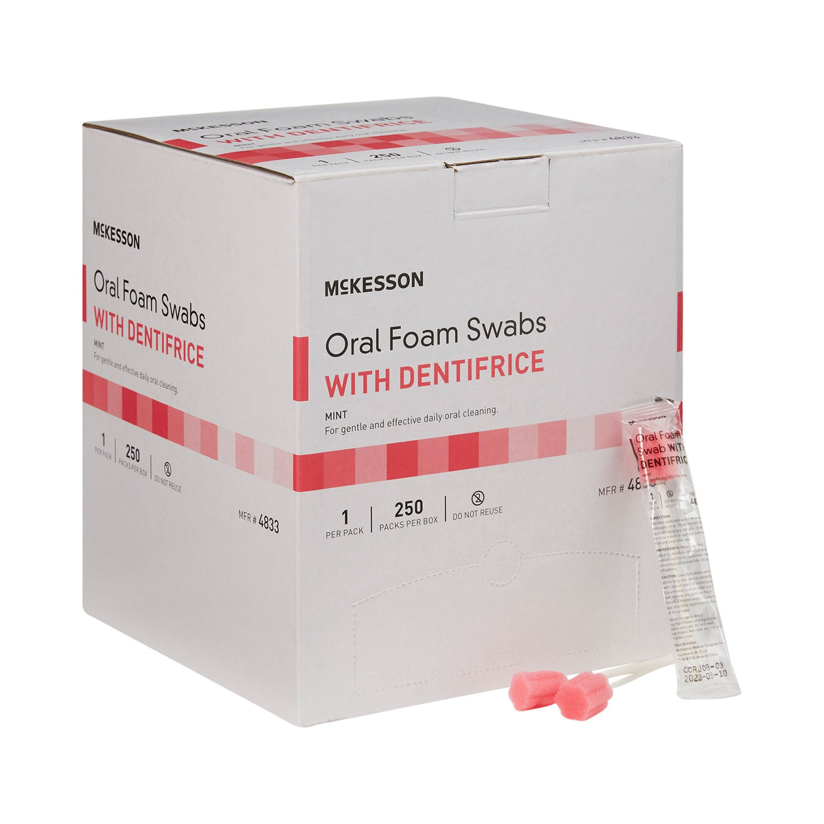 McKesson Oral Swabstick Foam Tip Dentifrice, 5 Inch, Mint, Pink, CS/1000