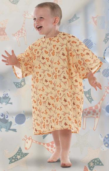 Reusable Pediatric Patient Exam Gown, Child Size (10 to 12), Frog-E Green, EA/1