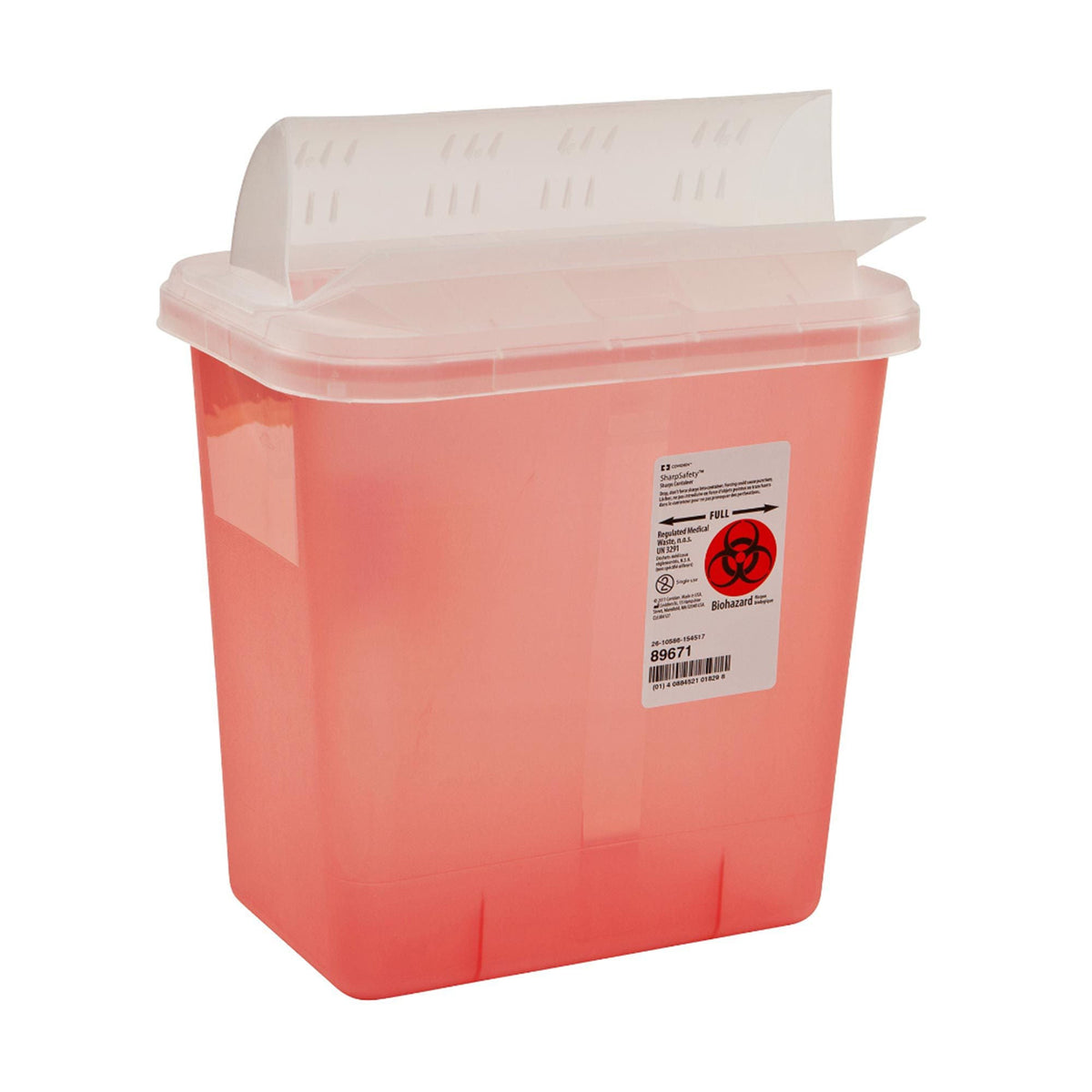 SharpSafety™ Multi-purpose Sharps Container, 2 Gallon, 10.5 x 12.75 x 7.25 Inch, EA/1
