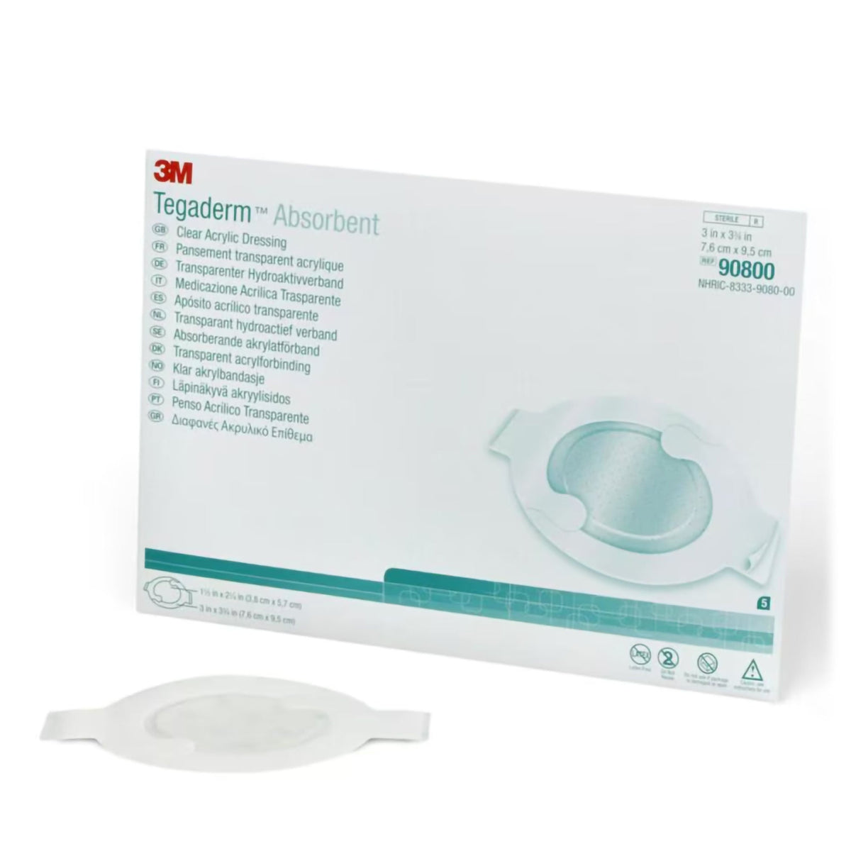 DRESSING, TEGADERM ACRYLIC OVAL 3X3 3/4" (10/BX 4BX/CS), EA/1