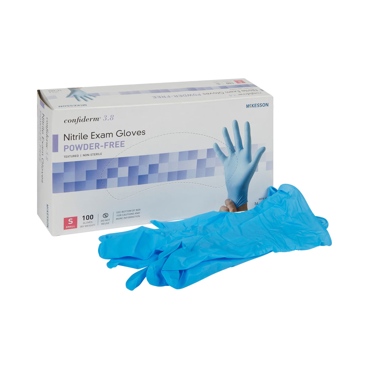 McKesson Confiderm® 3.8 Nitrile Exam Glove, Small, Blue, CS/1000