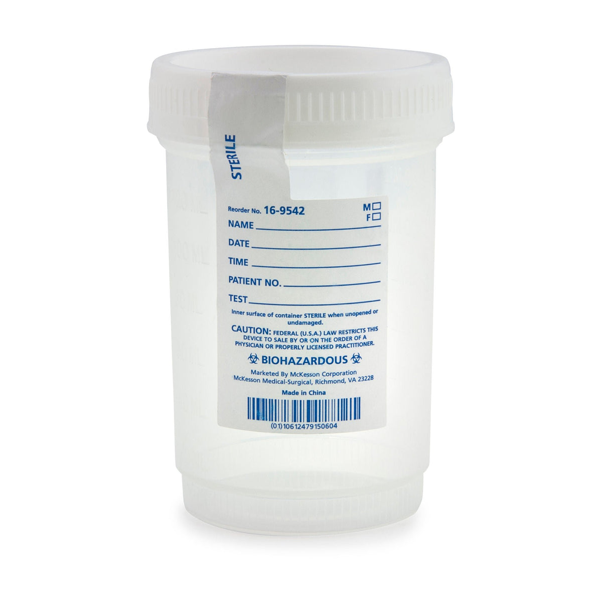 McKesson Specimen Container for Pneumatic Tube Systems, 120 mL, CS/300