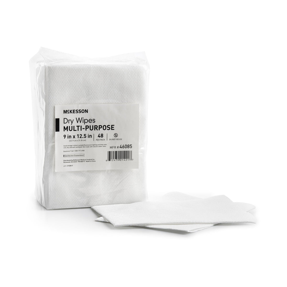 McKesson Dry Wipes, Multi-Purpose, 9 x 12.5 Inch, PK/48