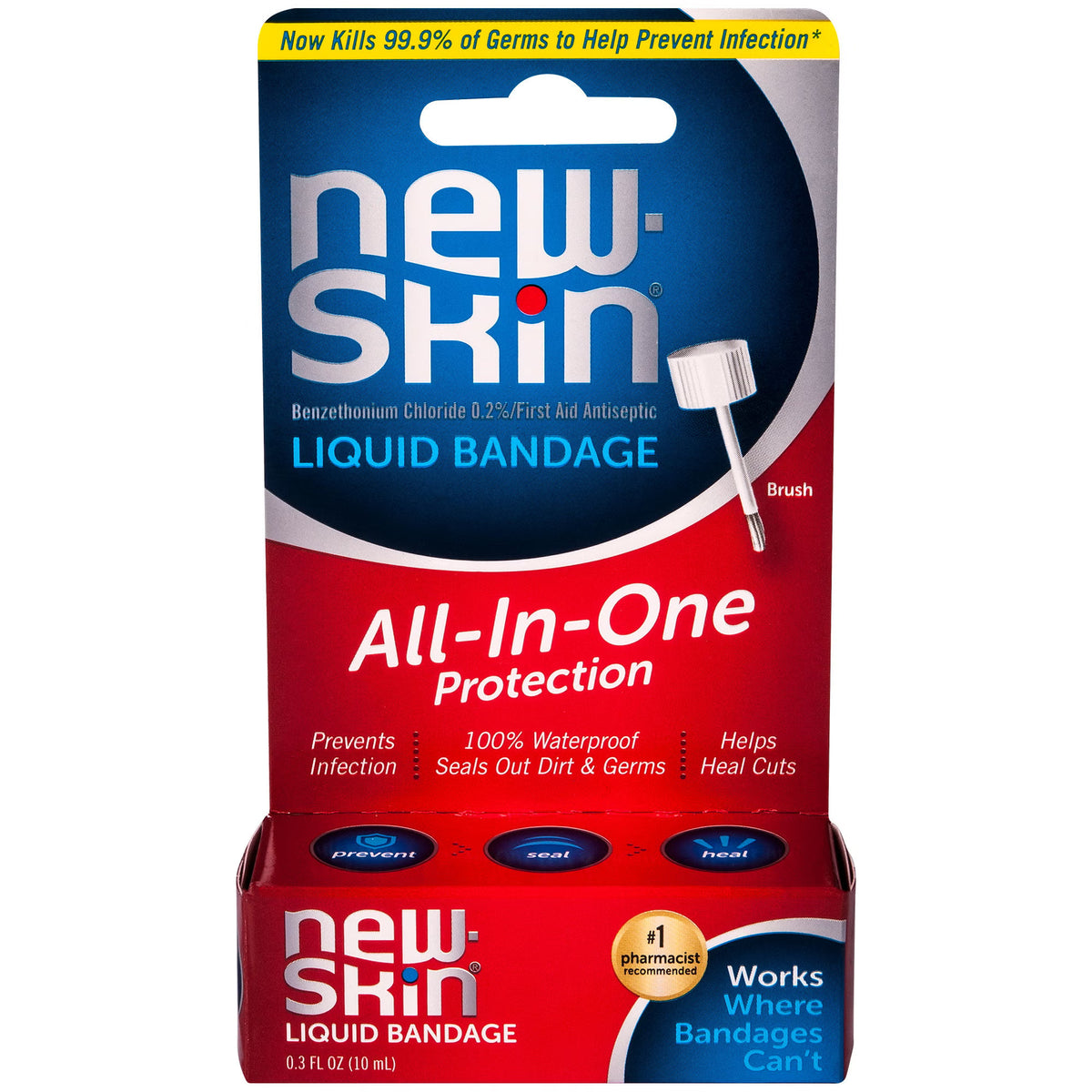 new-skin® Benzethonium Chloride 0.2% First Aid Antiseptic Liquid Bandage, 10 mL, EA/1