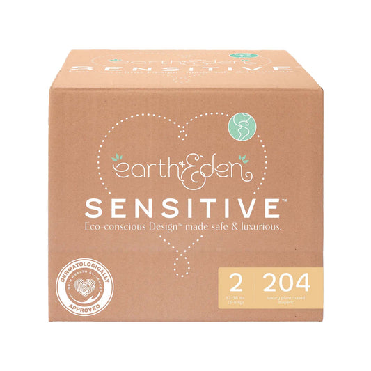 Earth & Eden Sensitive Baby Diapers, Size 2 for Babies Weighing 12 – 18 lbs., CS/204