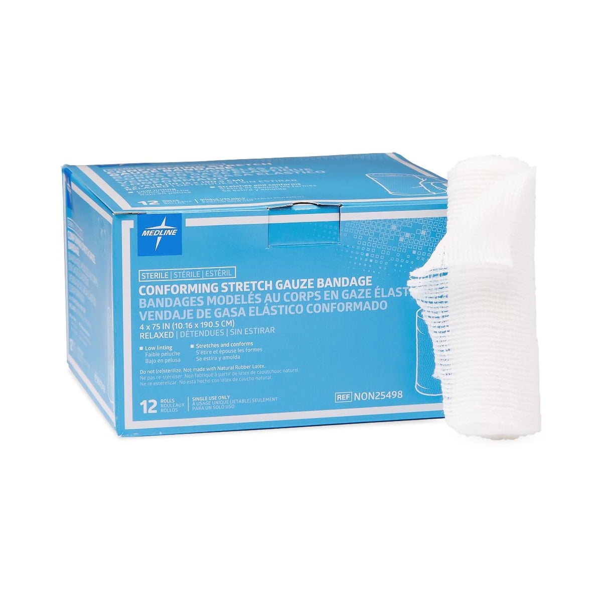 Medline Sterile Conforming Bandage, 4 Inch x 4-1/10 Yard, BX/12