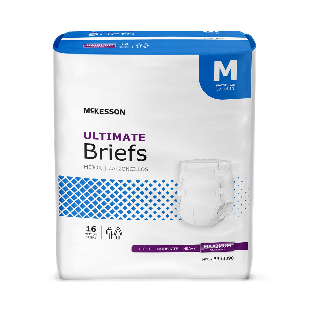 McKesson Ultimate Heavy Absorbency Incontinence Brief, Medium, BG/16