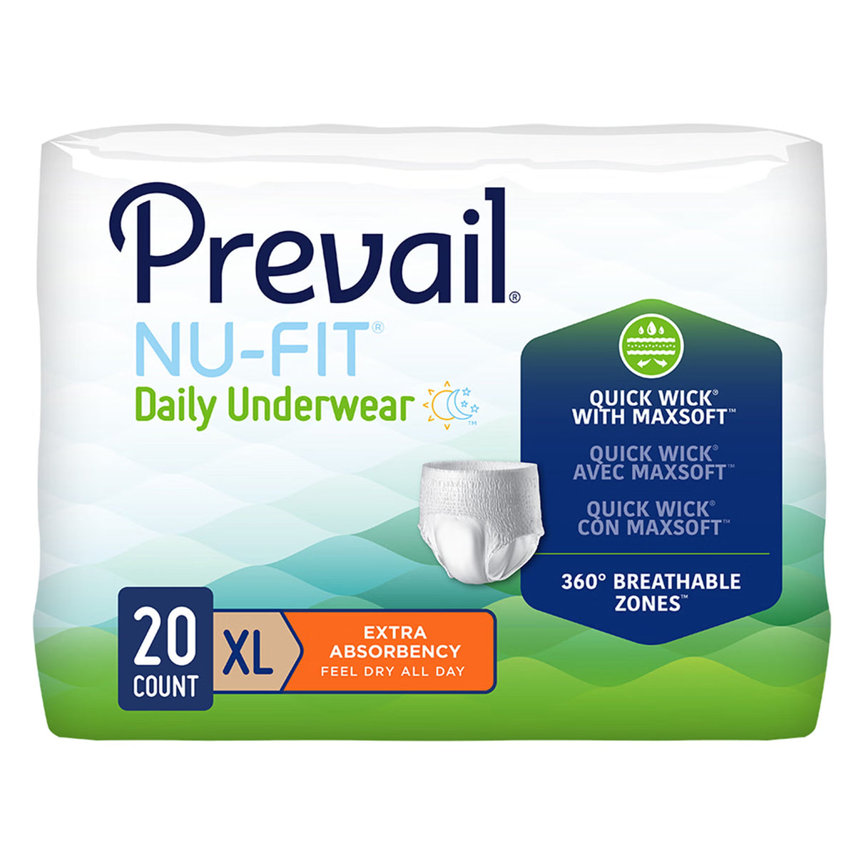 Prevail® Nu-Fit® Absorbent Underwear, Heavy Absorbency, Extra Large, CS/80
