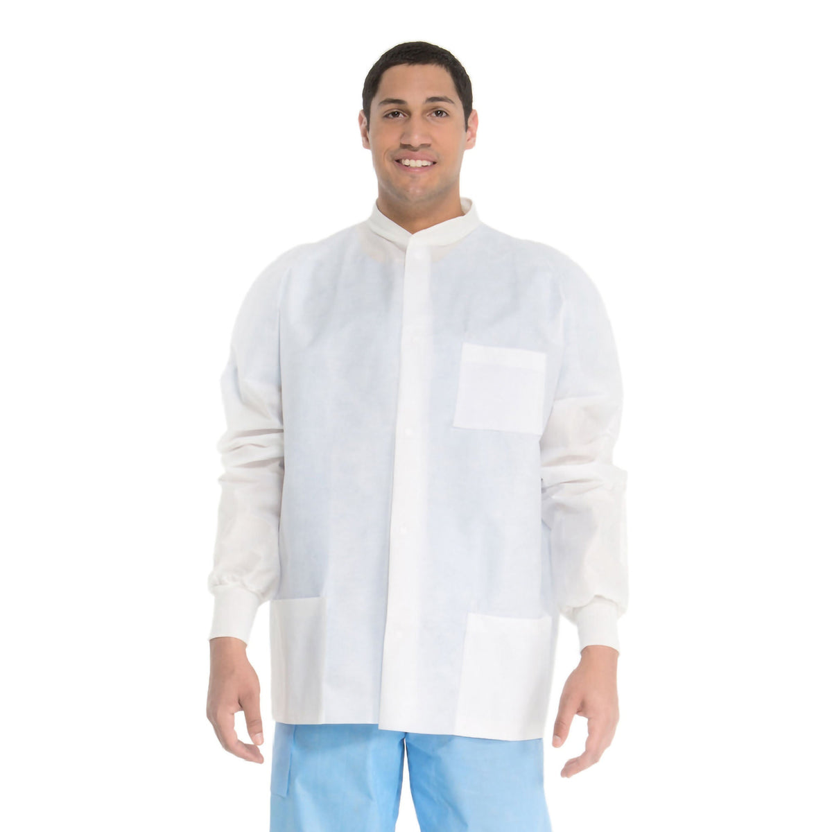 Halyard Universal Precautions Lab Jacket, Hip Length, Large, White, EA/1