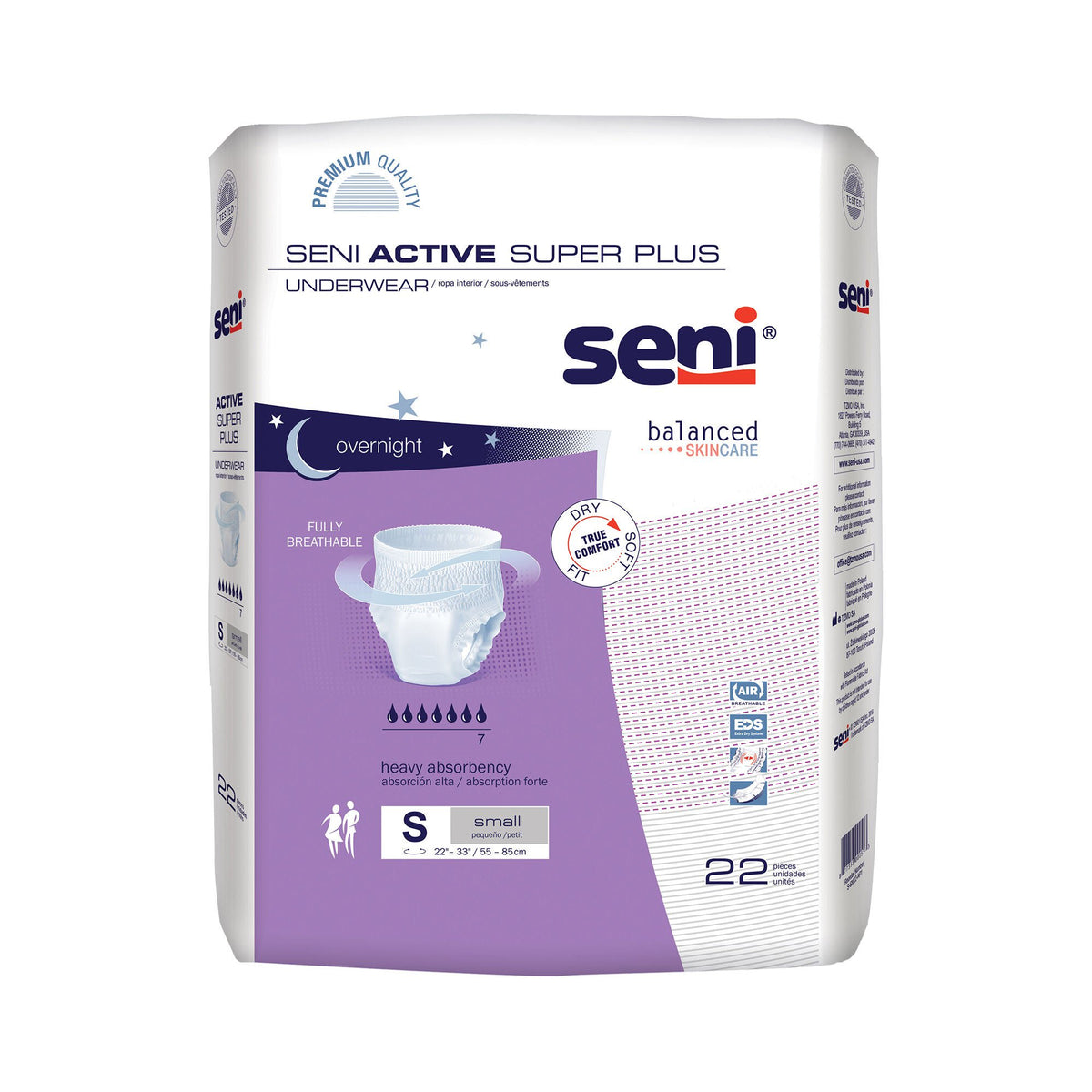 Seni® Active Super Plus Overnight Heavy Absorbent Underwear, Small, CS/88