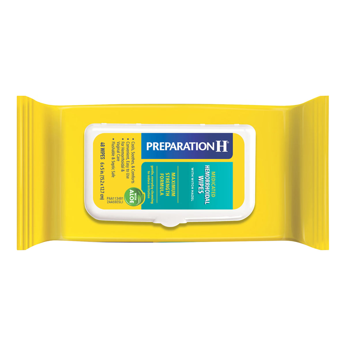Preparation H® Medicated Hemorrhoidal Wipes w/ Witch Hazel & Aloe, Max Strength, BX/1