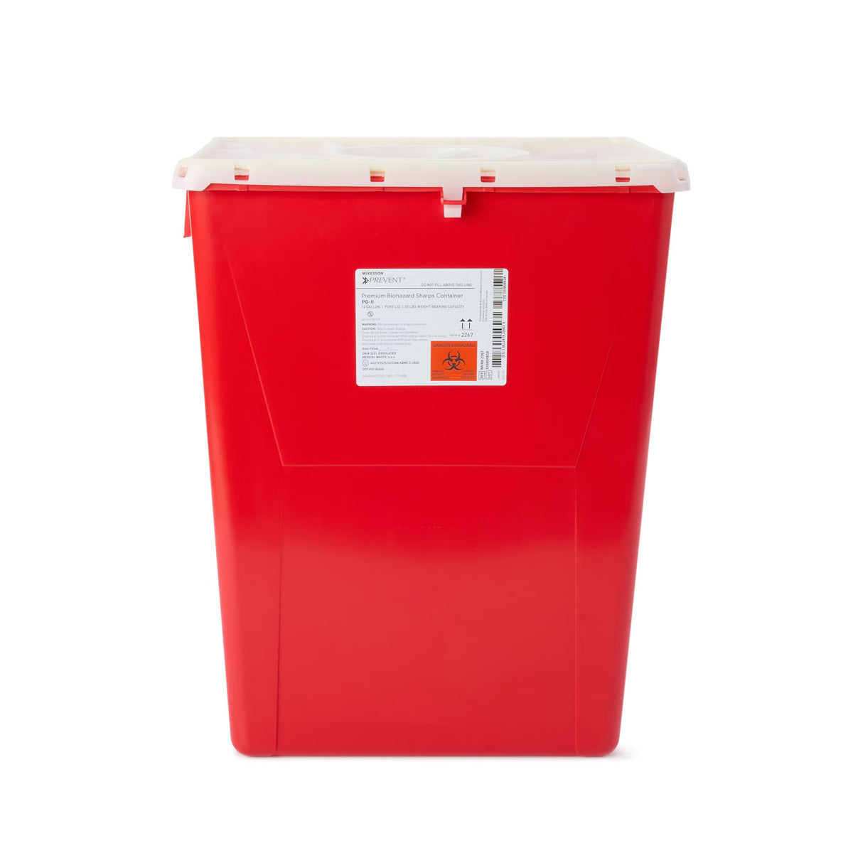 McKesson Prevent® Sharps Container, 12 Gallon, 20-4/5 x 17-3/10 x 13 Inch, CS/8